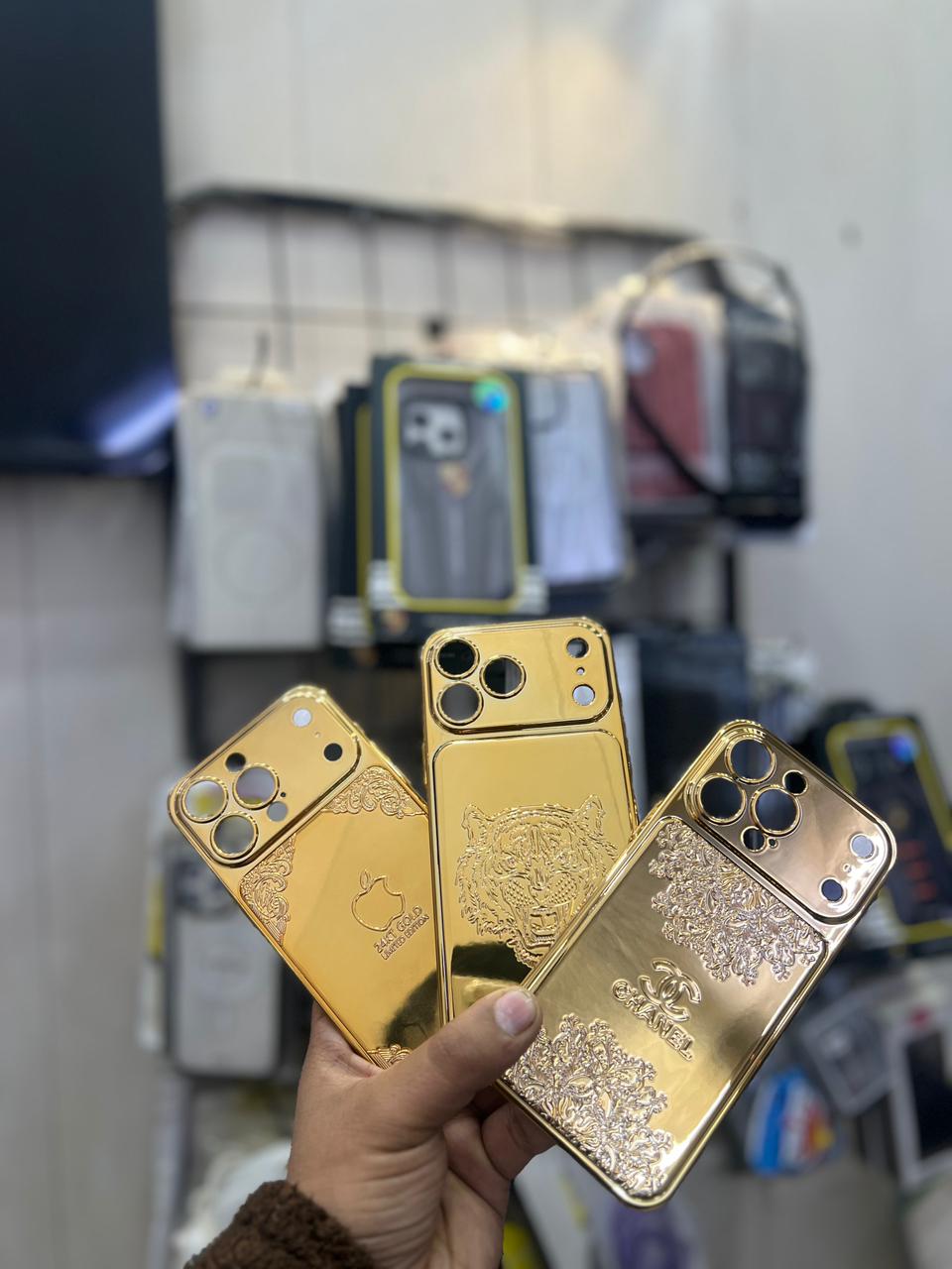 Premium Gold-Plated iPhone Cover for 13pro,13pro max,14pro,14pro max,15pro,15pro max,16pro,16pro max,17pro,17pro max